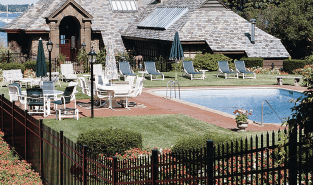 wrought iron fence around pool